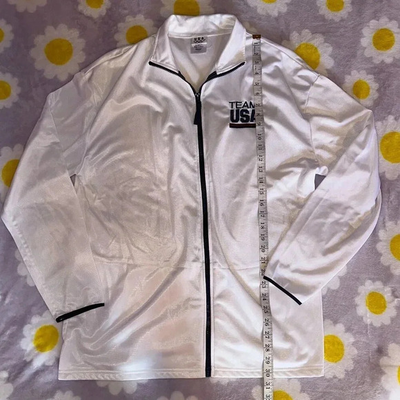 Team USA Olympic White Embroidered Zip Warm Up Jacket Men's Size 2X 2XL - Picture 5 of 6